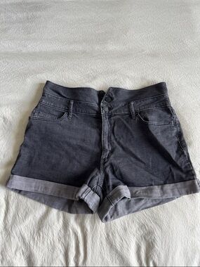 Banana Republic Black High-Waist Cuffed Denim Shorts